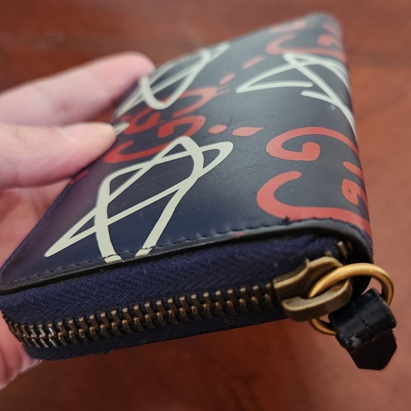 Gucci Ghost Leather Navy Zip Wallet Card Case - Picture 7 of 8